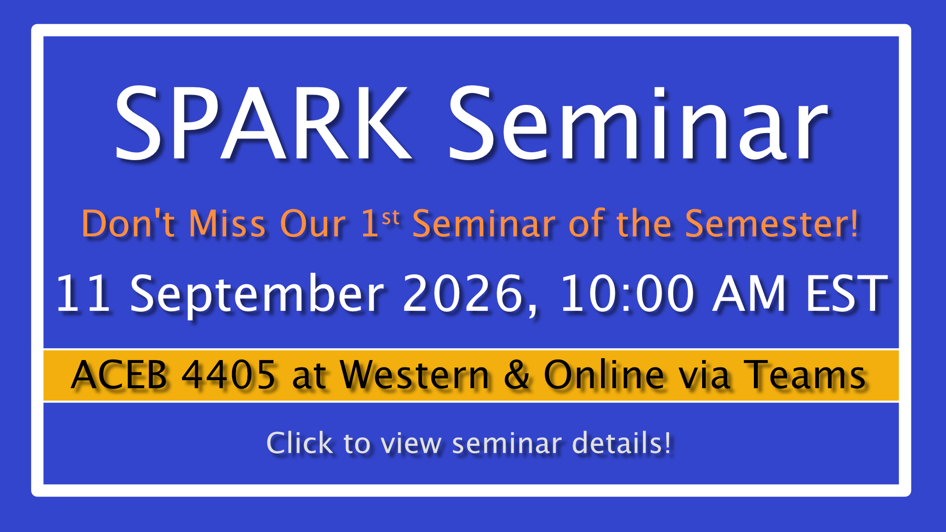 September 2026 SPARK Seminar